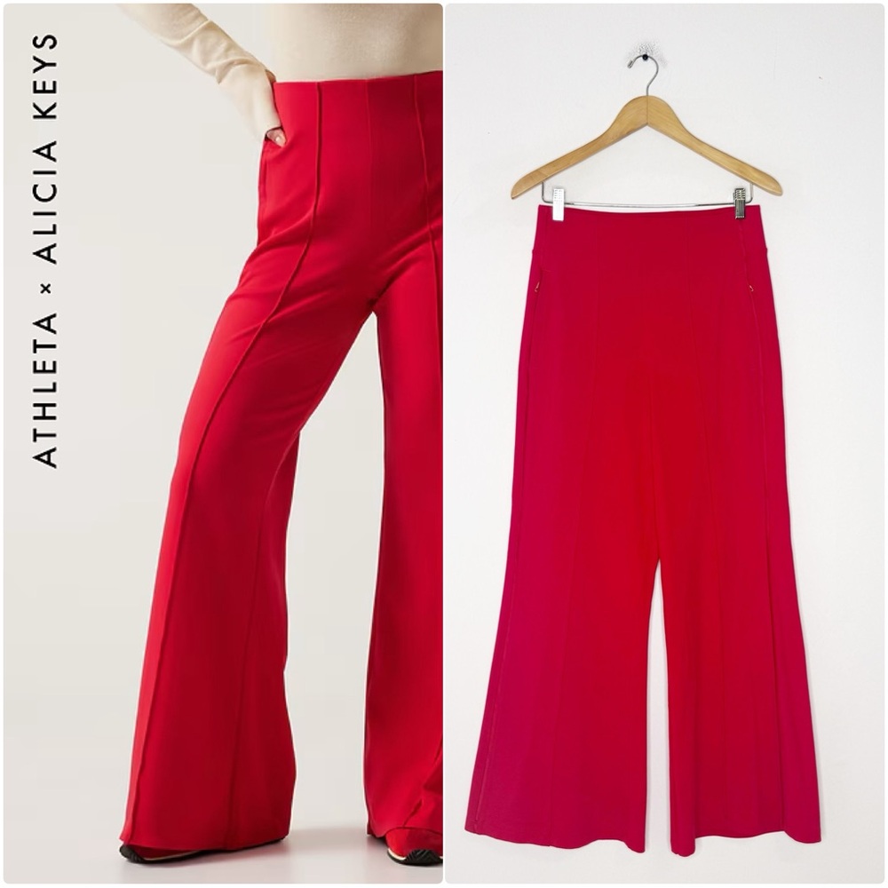 Athleta Wide Leg Red Jumpsuit-Style Pants